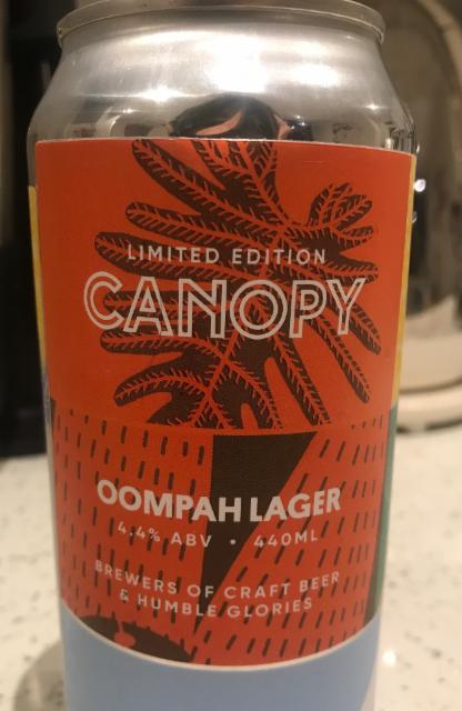 Oompah Lager 4.4%, Canopy Beer Co, England