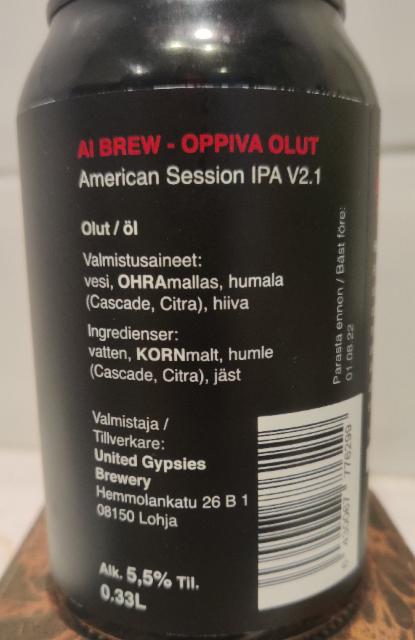 Oppiva Olut V2.1 5.5%, AI Brew, Finland