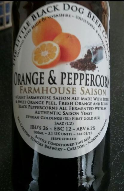 Orange & Peppercorn Farmhouse Saison 6.2%, Little Black Dog Beer Company Limited, England