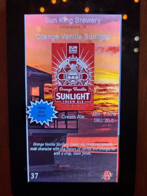 Orange Vanilla Sunlight 5.3%, Sun King Brewing Company, United States