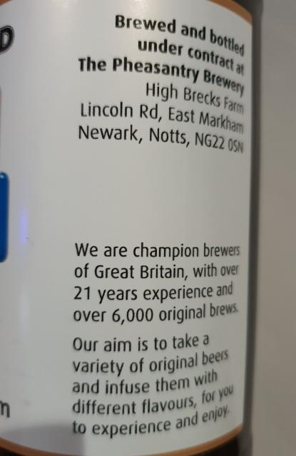 original infused 3.8%, Pheasantry Brewery, England