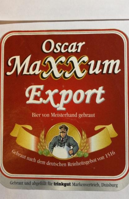 Oscar Maxxum Export 4.8%, Trinkgut, Germany