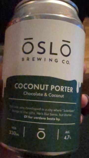 oslo coconut porter 4.7%, Oslo Brewing Company, Norway