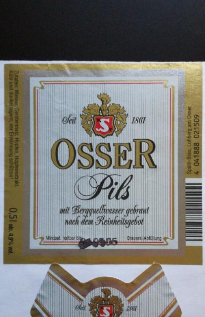 Osser Pils 4.9%, Späth-Bräu, Germany