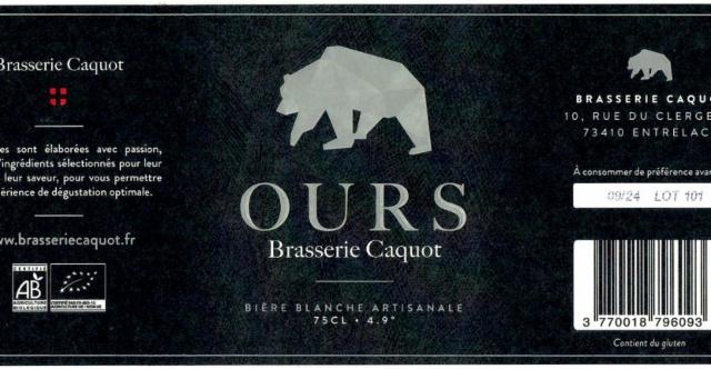 Ours Blanche 4.9%, Brasserie Caquot, France