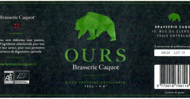 Ours Verveine 4.8%, Brasserie Caquot, France