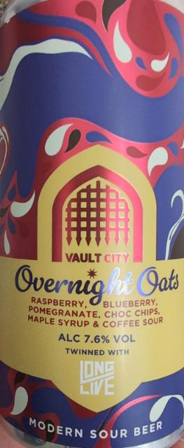Overnight oats (Raspberry, Blueberry, Pomegranate, Choc chips, Maple syrup & Coffee) 7.6%, Vault City Brewing, Scotland