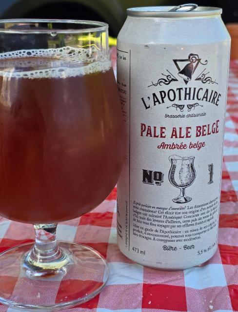 Pale Ale Belge No 1 5.5%, L'Apothicaire, Canada