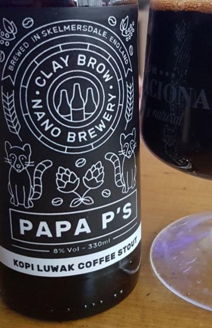 Papa P's Kopi Luwak Coffee Stout 8.0%, Clay Brow Nano Brewery, England