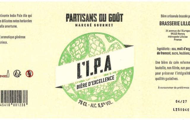 Partisans Du Goût L'IPA 5.5%, Brasserie Lilloise, France