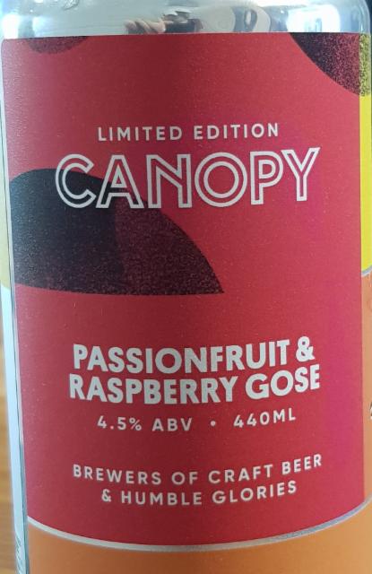 Passionfruit & Raspberry Gose 4.5%, Canopy Beer Co, England