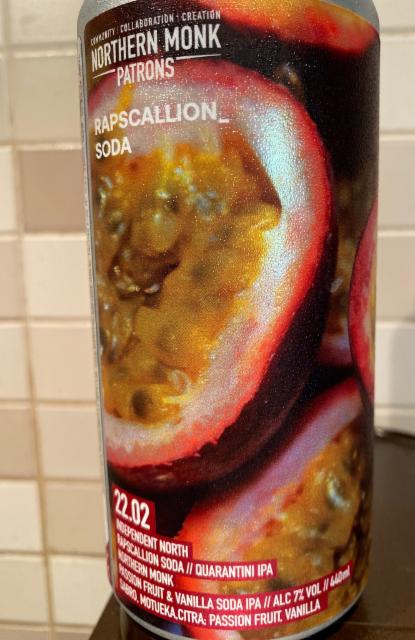 Patrons Project 22.02 // Independent North // Rapscallion Soda // Quarantini IPA // Passion Fruit & Vanilla Soda IPA 7.0%, Northern Monk Brew Co., England