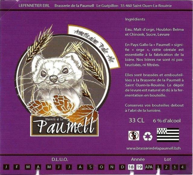 Paumell APA 6.0%, Brasserie De La Paumell, France