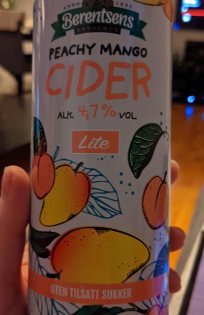 peachy mango cider lite, Berentsens Brygghus