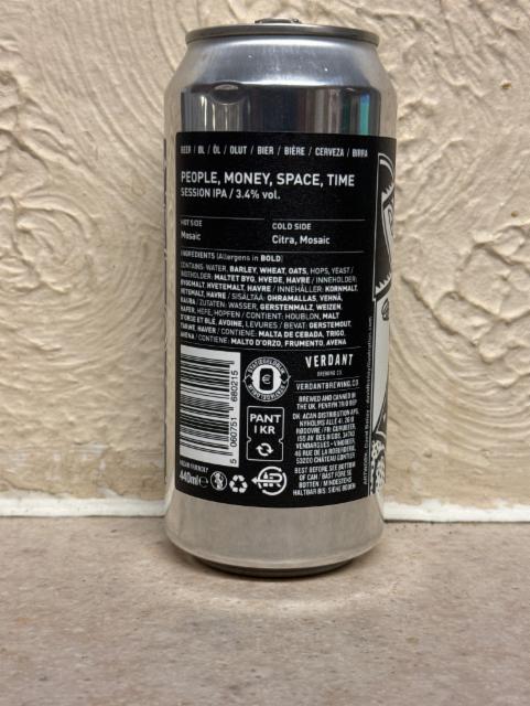 People, Money, Space, Time 3.4%, Verdant Brewing Co., England