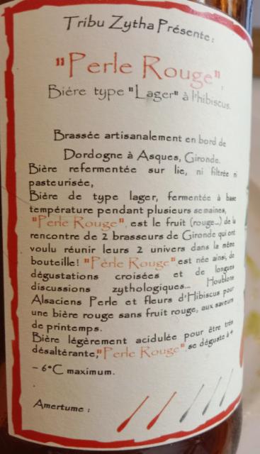 Perle Rouge 4.5%, Tribu Zytha, France