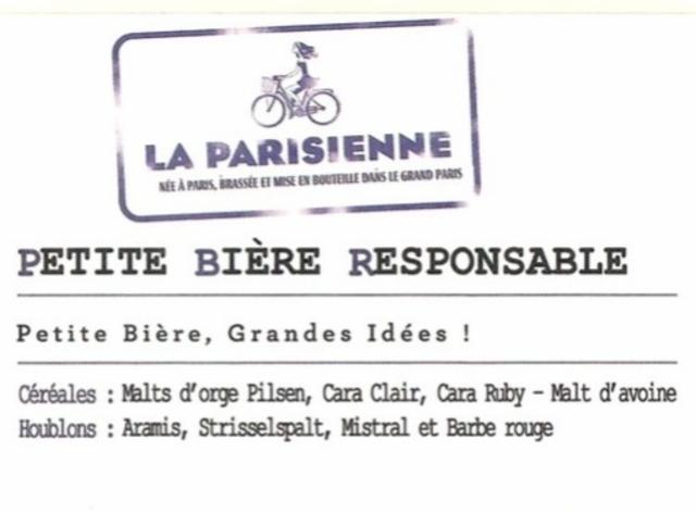 Petite Bière Responsable 3.0%, Brasserie La Parisienne, France