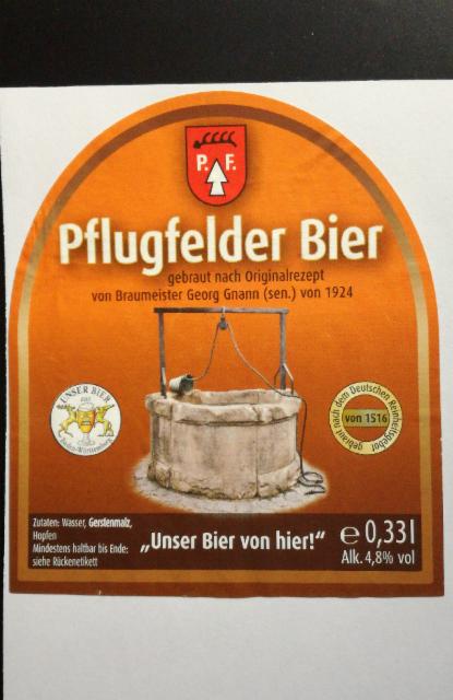 Pflugfelder Bier 4.8%, getränkemarkt kiesel, Germany