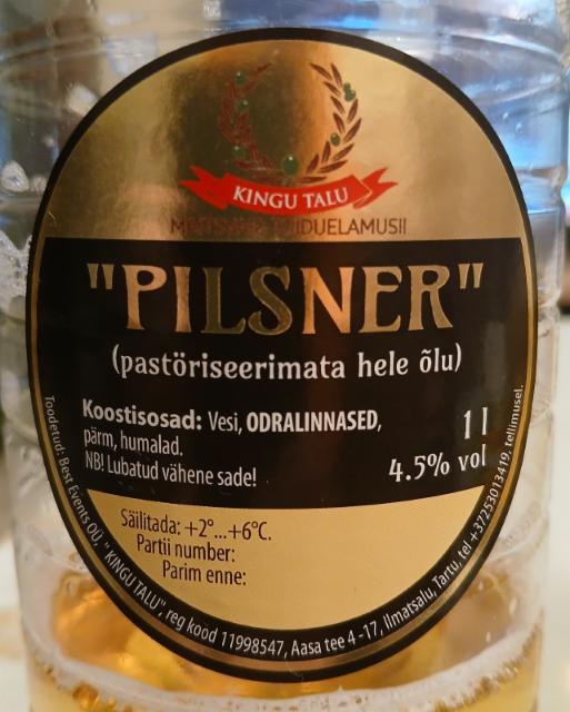 Pilsner 4.5%, Kingu Talu, Germany