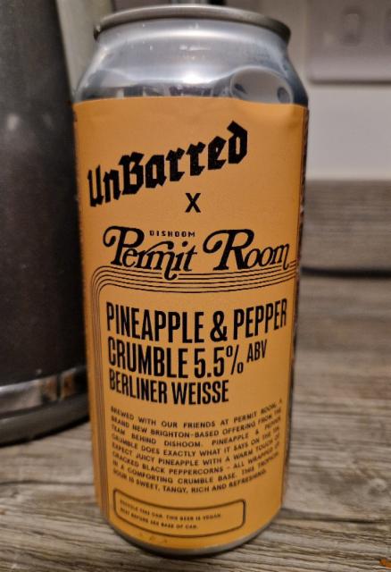 Pineapple & Pepper Crumble 5.5%, UnBarred Brewery, England