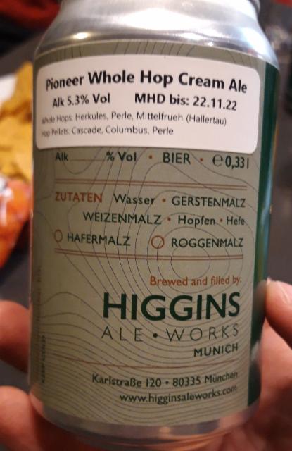 Pioneer Whole Hop Cream Ale 5.3%, Higgins Ale Works, Germany