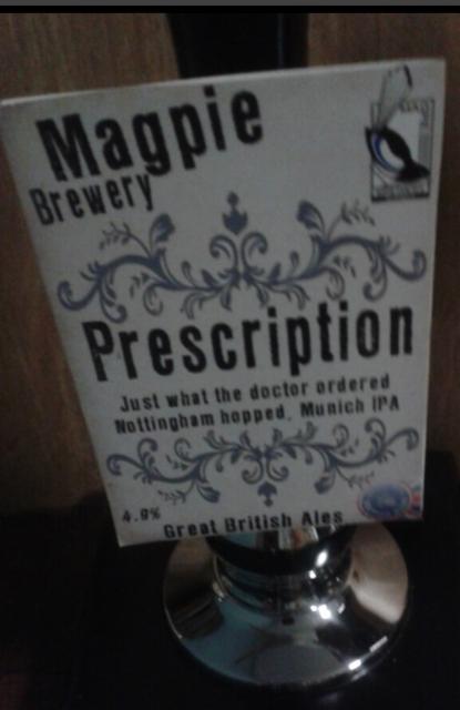 Prescription 4.9%, Magpie Brewery, England