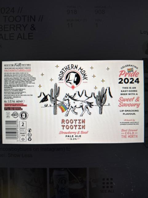 Pride 2024 // Rootin Tooting // Strawberry & Basil Pale Ale 5.0%, Northern Monk Brew Co., England