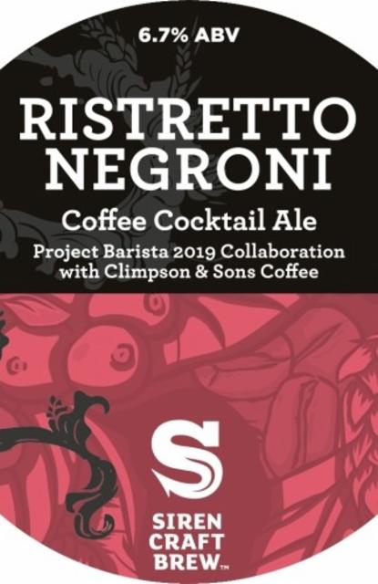 Project Barista Ristretto Negroni 6.7%, Siren Craft Brew, England