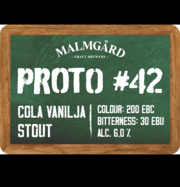 Proto #42 Cola Vanilja Stout, Malmgårdin Panimo