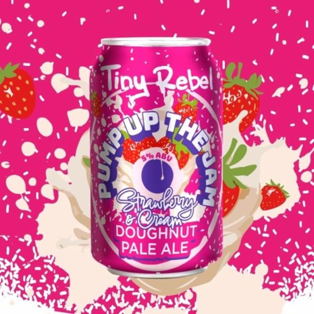Pump Up The Jam - Strawberry & Cream Doughnut Pale Ale 5.0%, Tiny Rebel Brewing, Wales