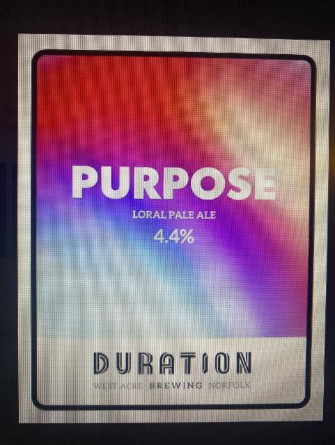 Purpose 4.4%, Duration Brewing, England