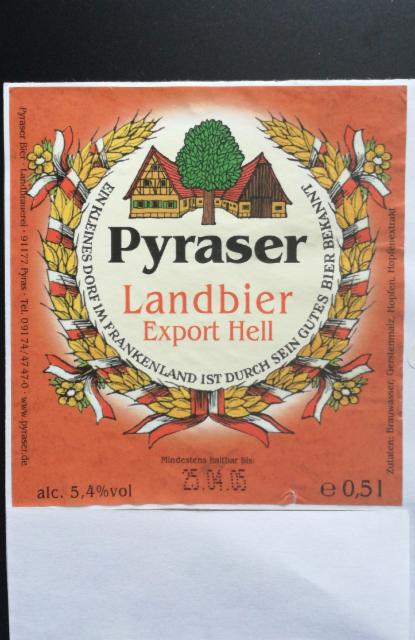 Pyraser Landbier Export hell, Pyraser Landbrauerei