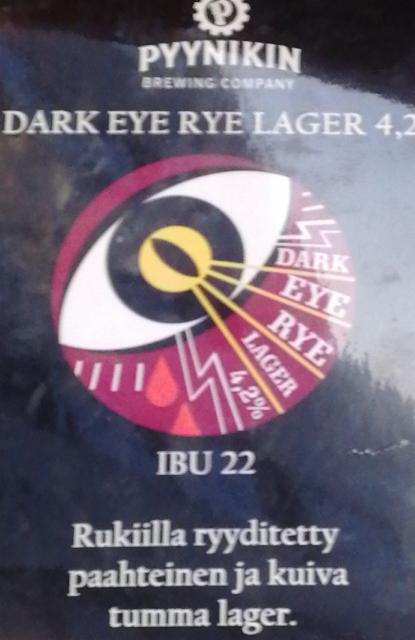 Dark Eye Rye Lager 4.2%, Pyynikin Brewing Company, Finland