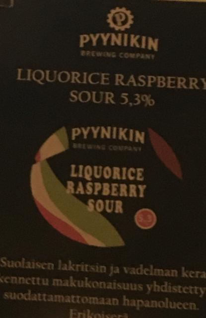 Liquorice Raspberry Sour 5.3%, Pyynikin Brewing Company, Finland