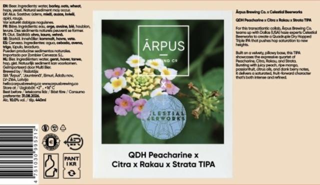 QDH Peacharine x Citra x Rakau x Strata TIPA (Collab Celestia) 10.0%, Ārpus Brewing Co., Latvia