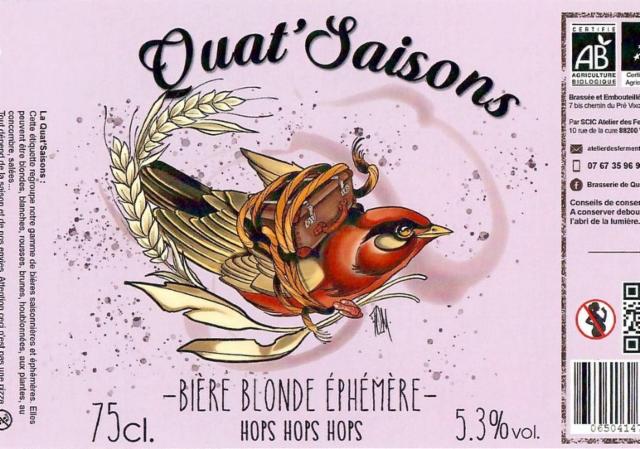 Quat'Saisons Hops Hops Hops 5.5%, Brasserie De Quat'Sous, France