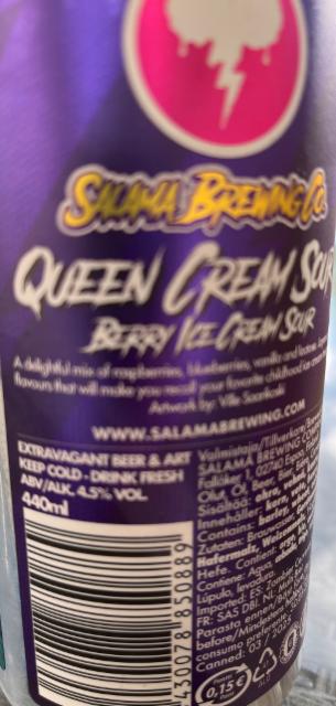 Queen cream sour: berry ice cream 4.5%, Salama Brewing Company, Finland