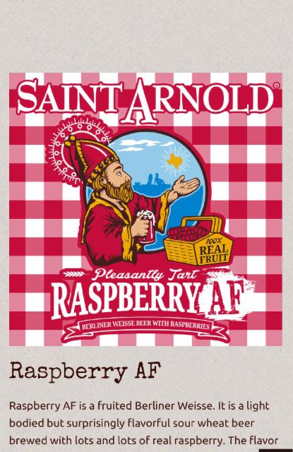 Raspberry AF 3.6%, Saint Arnold Brewing Company, United States