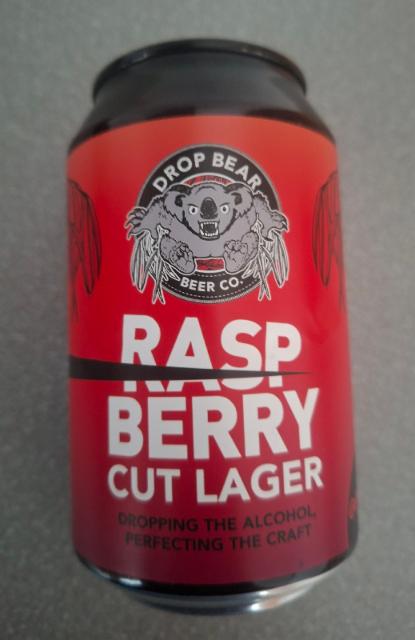raspberry cut lager 0.5%, Drop Bear Beer Co., Wales