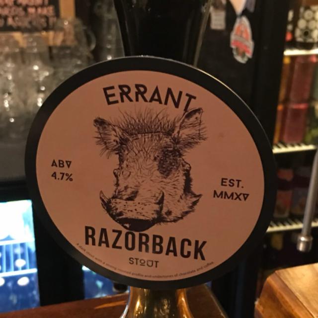 Razorback Stout 4.8%, Errant Brewery, England