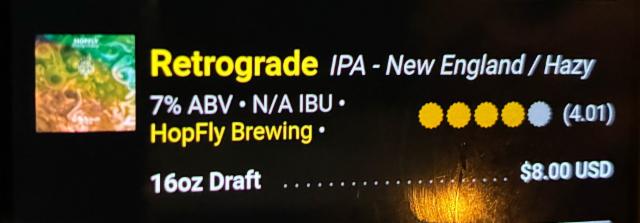 Retrograde 7.0%, Hopfly Brewing Company, United States