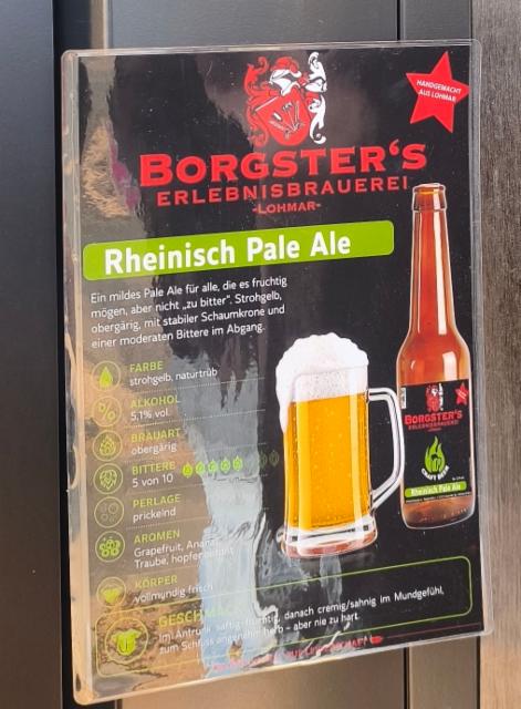 Rheinisch Pale Ale 5.1%, Borgster's Erlebnisbrauerei Lohmar, Germany
