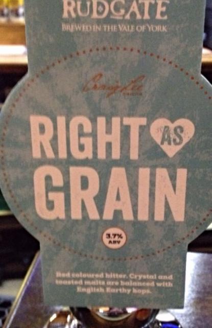 Right As Grain 3.7%, Rudgate Brewery, England