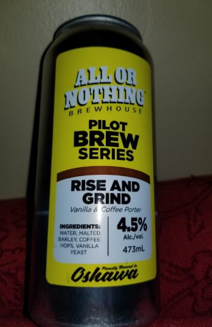 Rise and Grind 4.5%, All Or Nothing Brewhouse, Canada