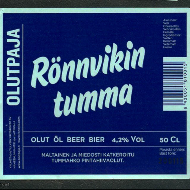 Rönnvikin Tumma 4.2%, Olutpaja, Finland
