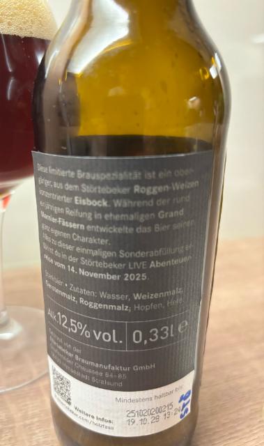Roggen-Weizen Eisbock Grand-Marnier Fass (Edition 2025) 12.5%, Störtebeker Braumanufaktur, Germany