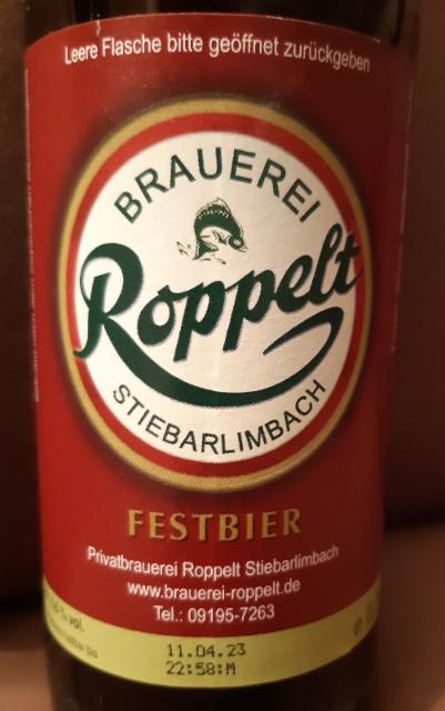 Roppelt Festbier 5.6%, Privatbrauerei Roppelt Stiebarlimbach, Germany