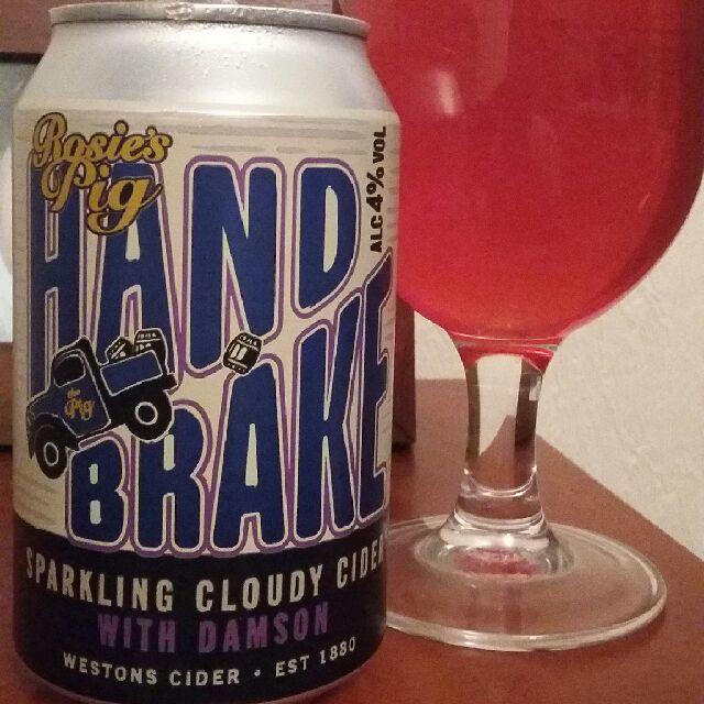 Rosie's Pig Handbrake Sparkling Cloudy Cider With Damson 4.0%, Westons Cider, England