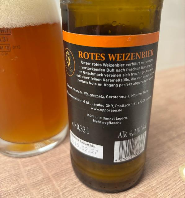Rotes Weizen 4.2%, EppBräu Braumanufaktur M.&L. Landau GbR, Germany