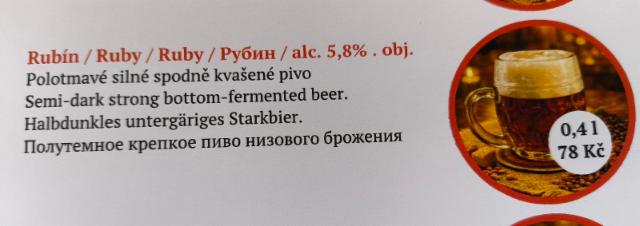 Rubín 5.8%, Pivovar Vojanův Dvůr, Czech Republic